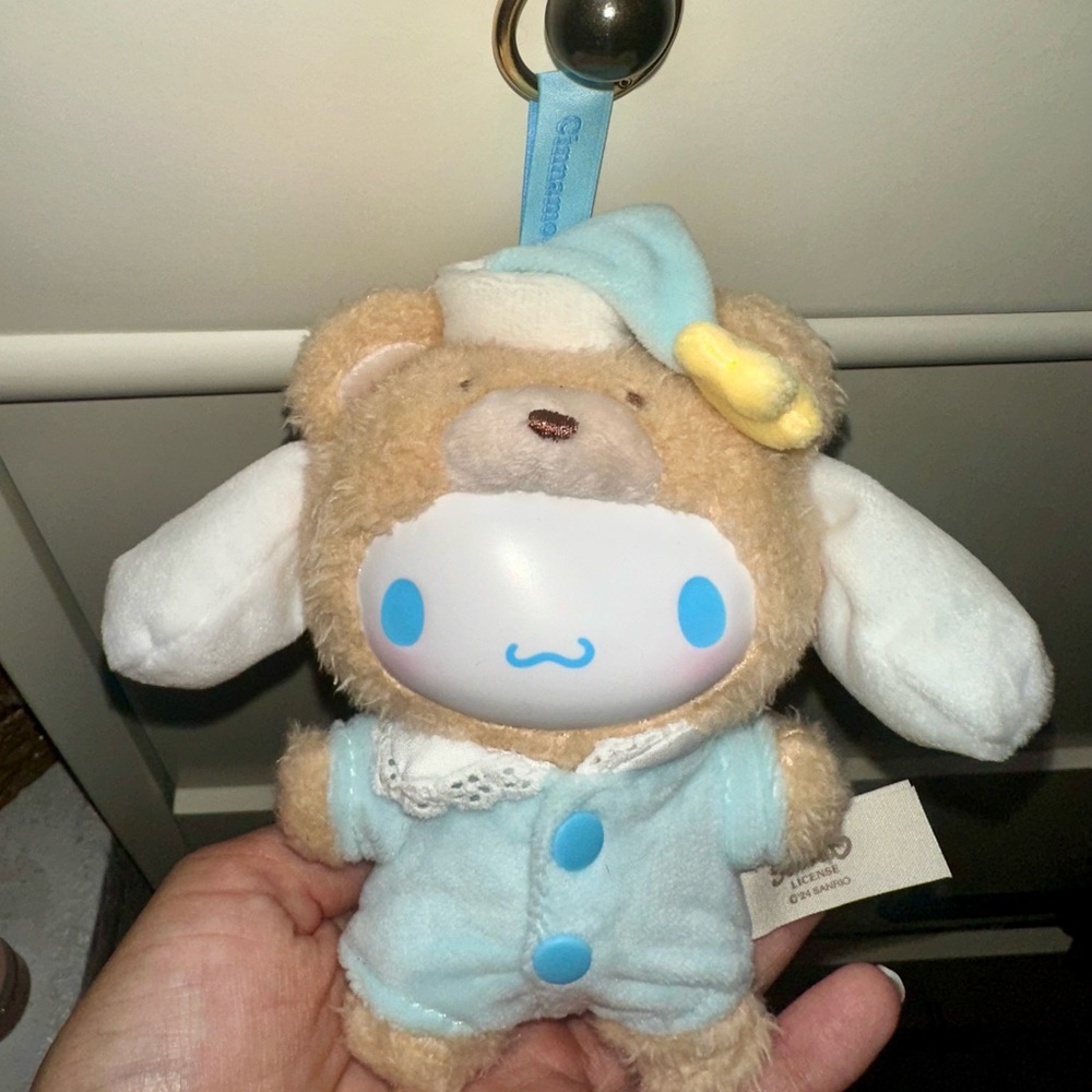 Sanrio Blue and White Plush Bear Bag Charm